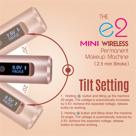SOULNOVA E2 Mini wireless PMU machine pen in black with a 2.5mm needle, designed for permanent makeup applications.