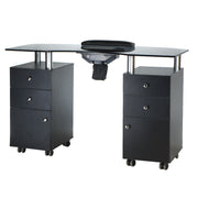 Beauty System Manicure Table with Black Hood BD-3453+P, professional nail station with built-in hood for salon use