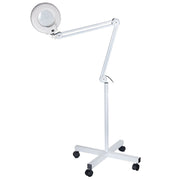 Beauty System LED lamp on stand with built-in loupe for detailed grooming or beauty treatments, featuring adjustable brightness.