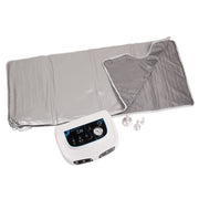 Infrared therapy blanket with Dermomassage features from Beauty System, showing the plush, heated blanket with massage controls.