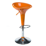 Beauty System BX-1002 orange bar stool with sleek design and cushioned seat, shown from a side angle.