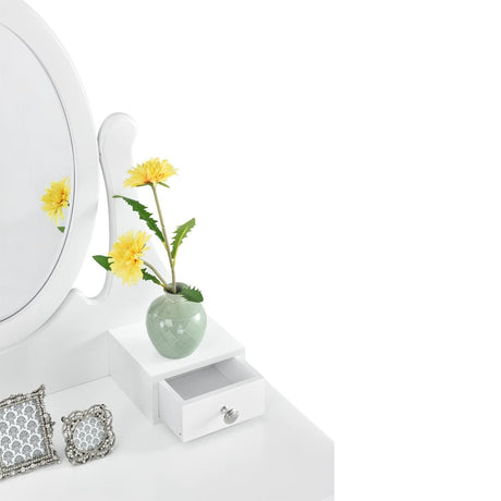 3-Toaletka biała LENA lustro 3 szuflady + taboret-3