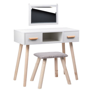 White ALVA Vanity with 2 drawers mirror + stool - BVShop