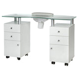 Manicure table with mounting hole BD-3453+O White - BVShop