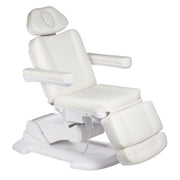 Electric beauty salon chair in light grey from Beauty System, featuring adjustable headrest and modern design.