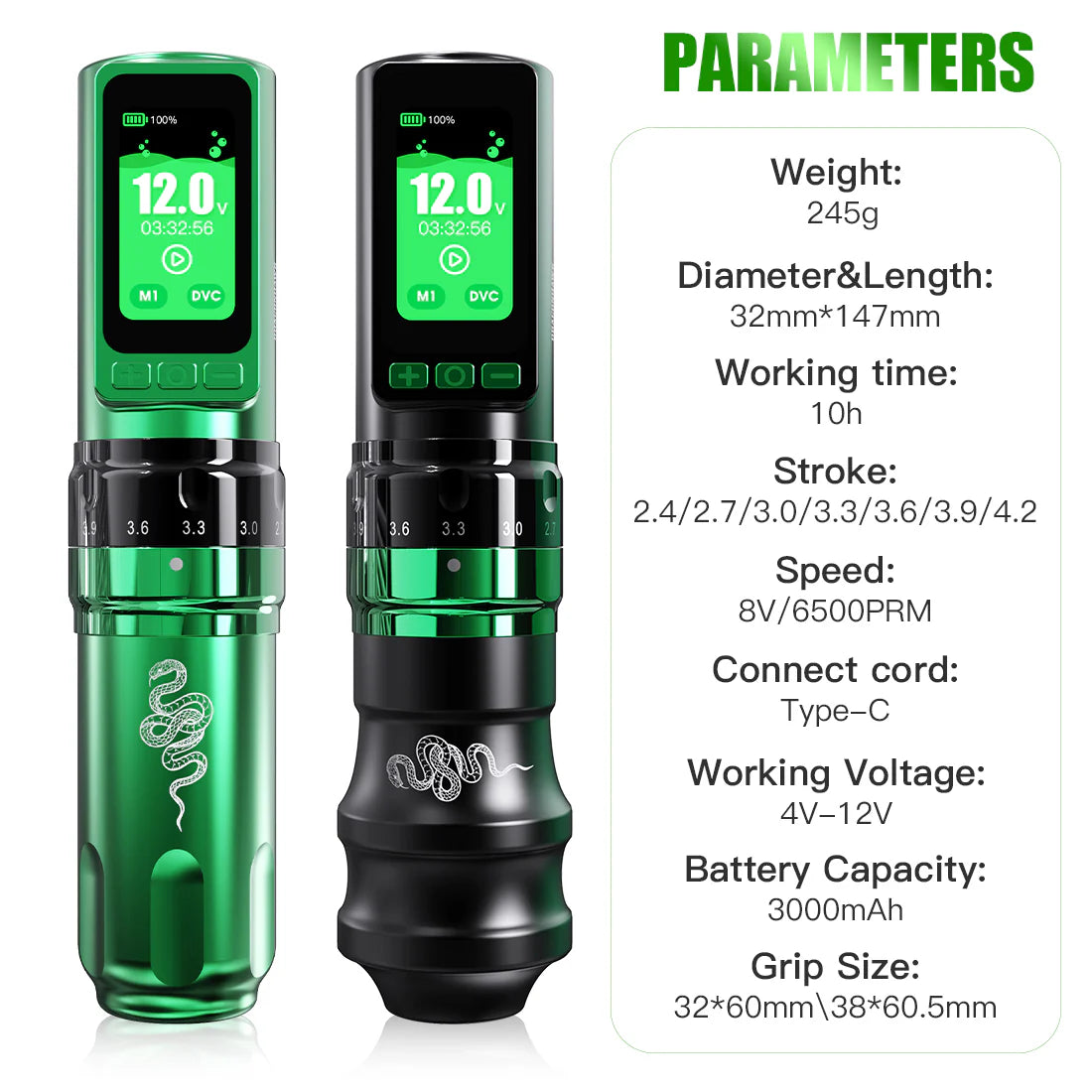 Mast Dragonhawk Fold Pro Year of Snake Edition Wireless Tattoo Machine - BVShop