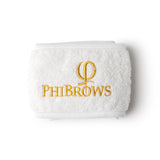 PhiBrows White Cotton Headband — white cotton headband with embroidered logo