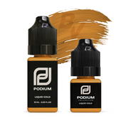 Podium Liquid Gold yellow hybrid PMU corrector pigment in 6ml and 10ml bottles