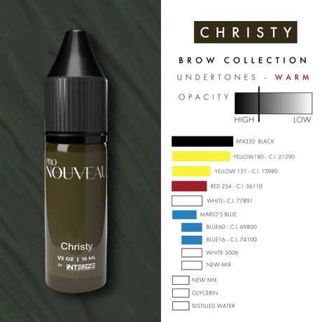 Пигменты для бровей Pro Nouveau от Intenze Christy 15ml