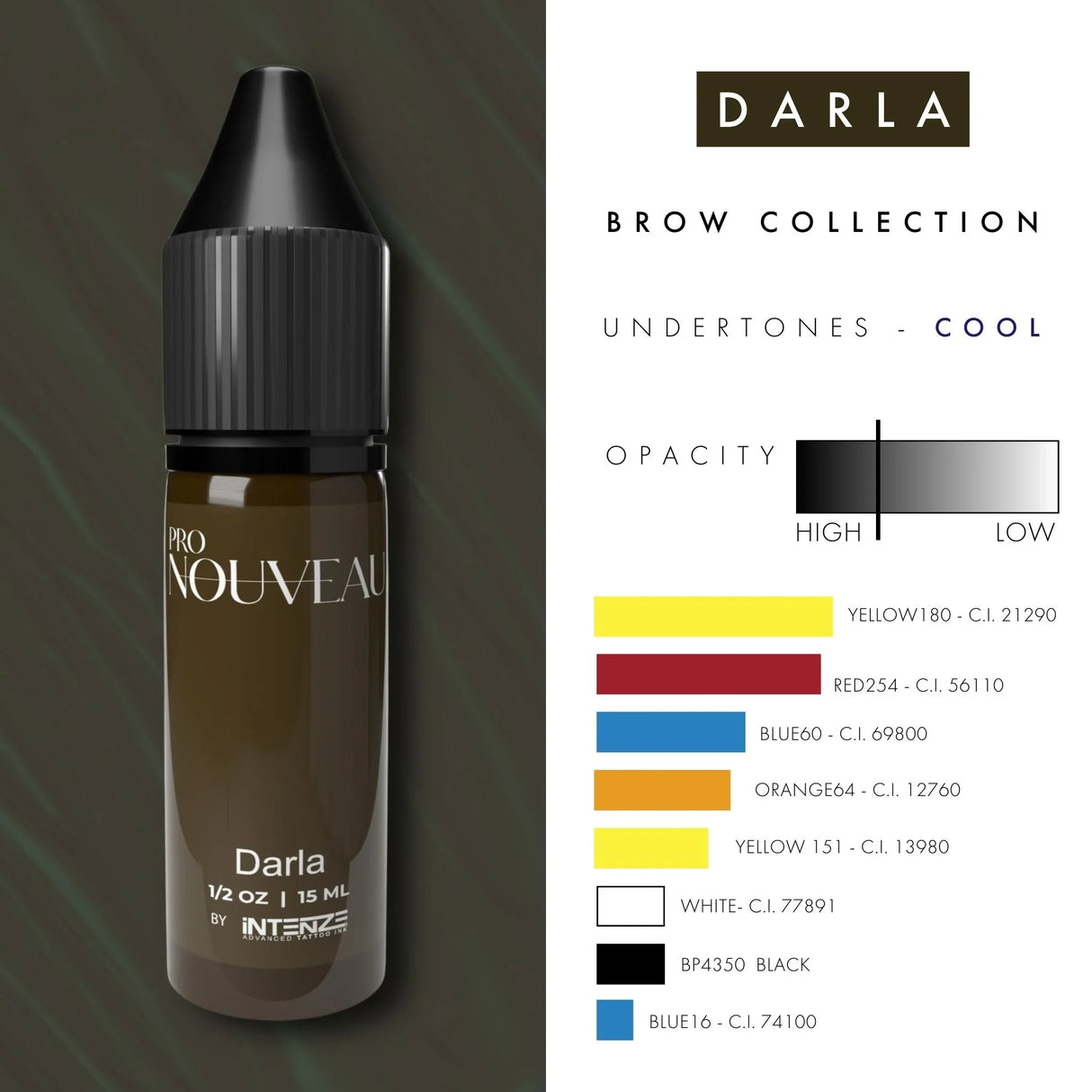 Pro Nouveau uzacu pigmenti no Intenze Darla 15ml