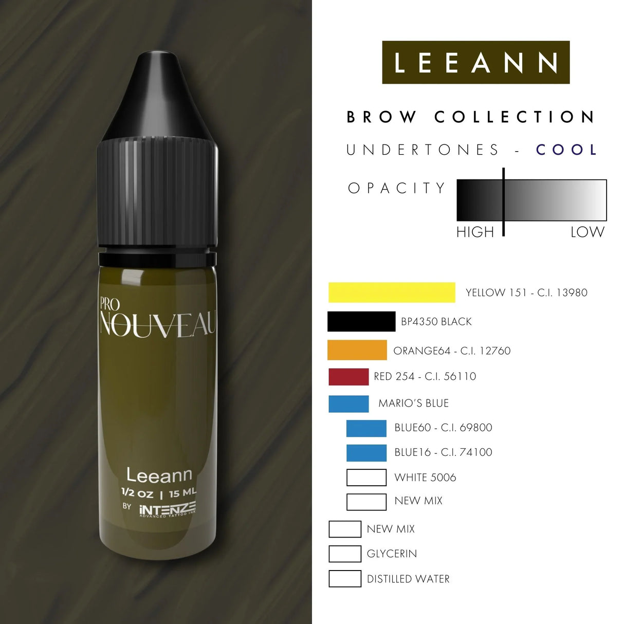 Pro Nouveau uzacu pigmenti no Intenze Leean 15ml