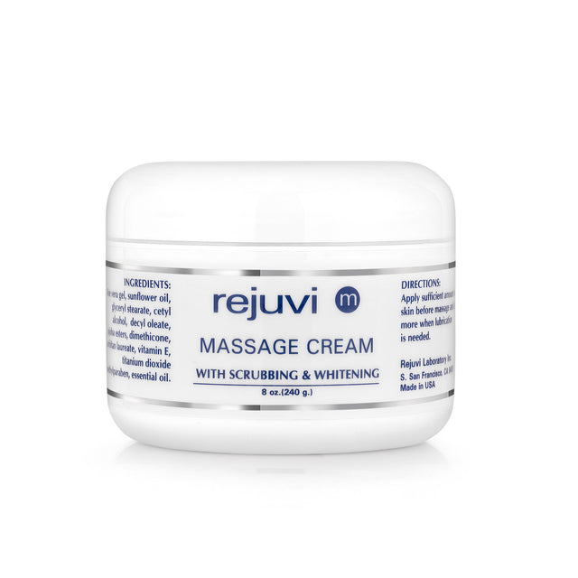 Rejuvi m Скрабирующий Массажный Крем 240g – Баночка, этикетка спереди