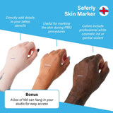Saferly fine tip surgical skin marker in white and violet with a cap, designed for precise skin marking during medical procedures.