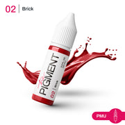 15ml bottle of The Pigment Brick Pigment for permanent makeup lips, featuring a vibrant reddish-brown color.