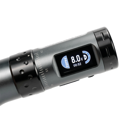 Gray AVA UNI-B wireless tattoo pen machine with sleek design and ergonomic grip, suitable for professional tattoo artists.