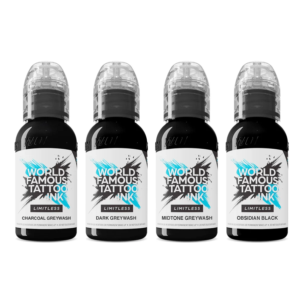 Pasaulē slavens Limitless tetovējumu tintes līniju un ēnojuma komplekts 4x30ml