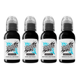 Pasaulē slavens Limitless tetovējumu tintes līniju un ēnojuma komplekts 4x30ml