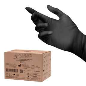 All4med disposable diagnostic nitrile gloves black L 10x100 pieces - BVShop