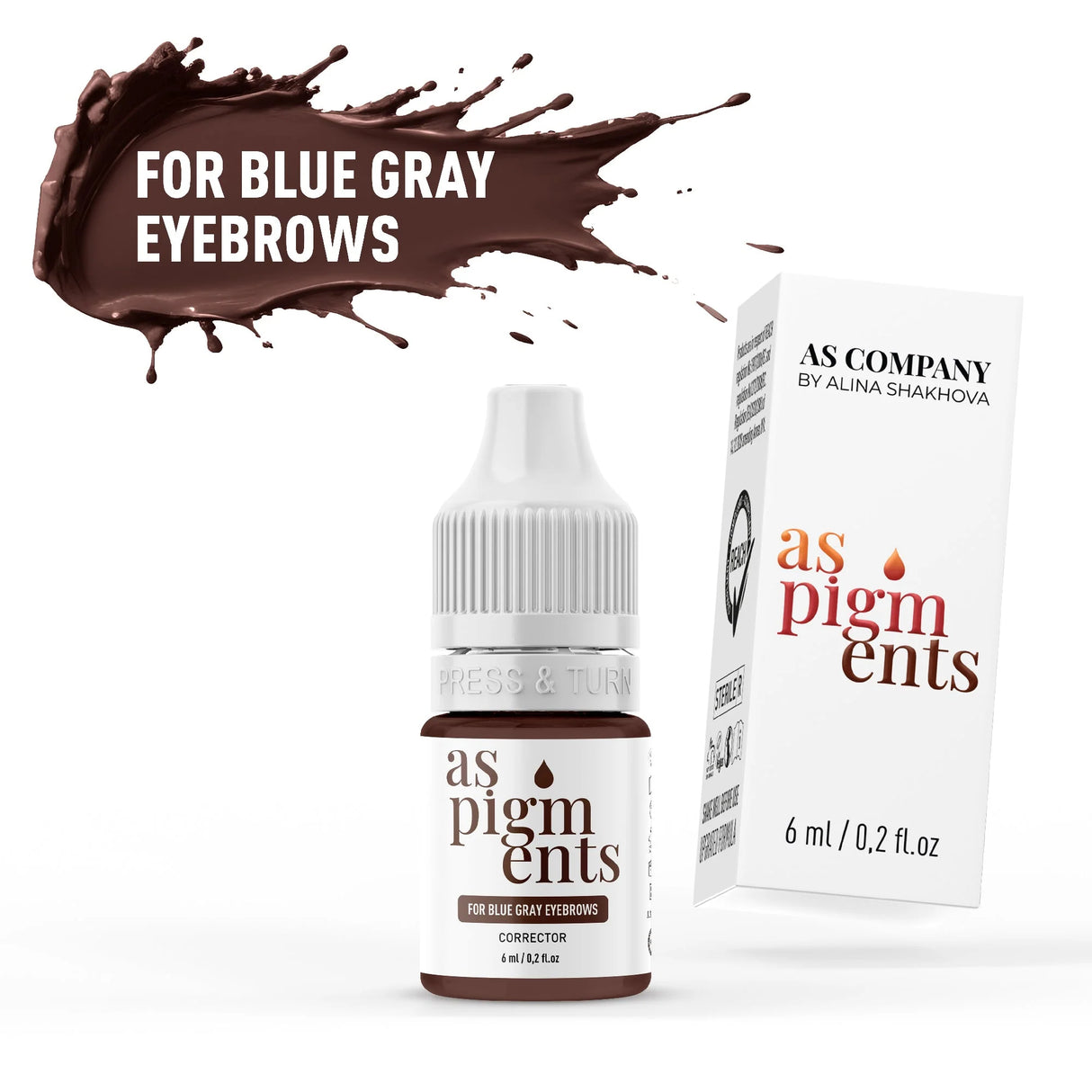 AS COMPANY zilgani pelēkām uzacīm / korektors (AS pigmenti) 6/12ml