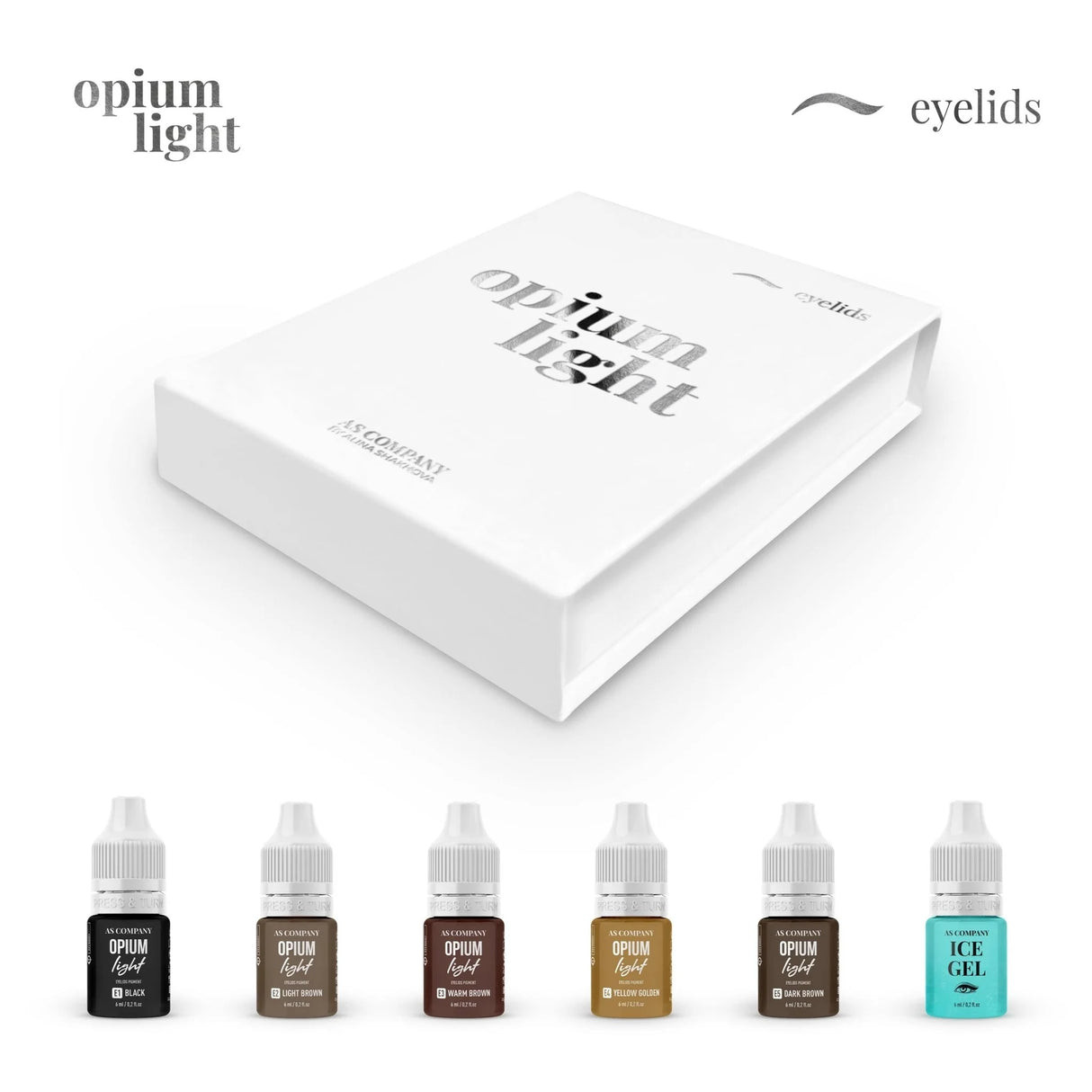 Набор гибридных теней для век AS COMPANY (Opium Light) 6 шт/6 мл