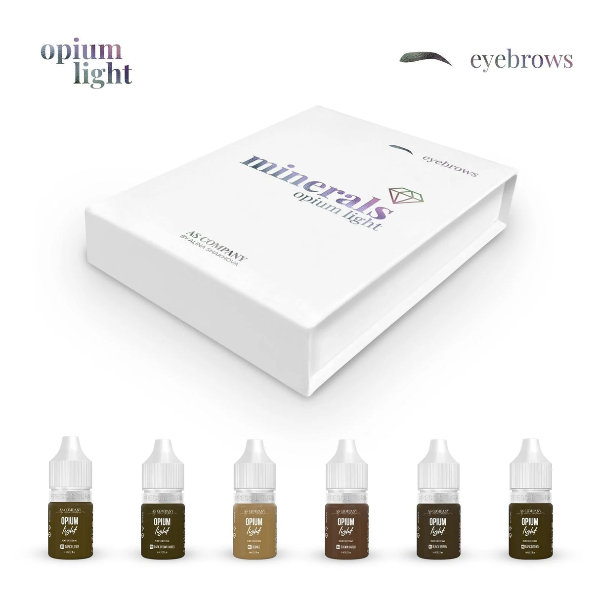 Набор минеральных средств для бровей AS COMPANY (Opium Light) 6 шт/6 мл