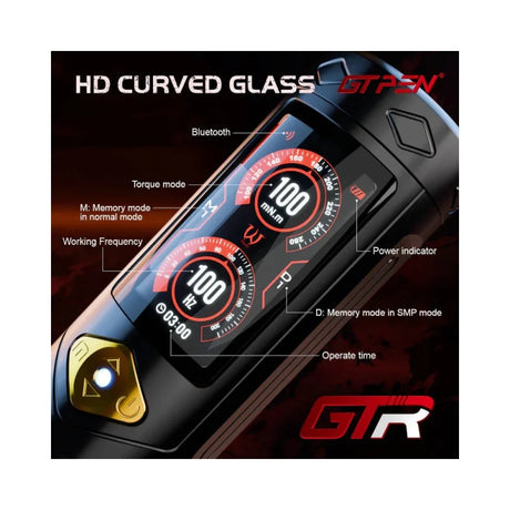 AVA Tattoo GTR wireless machine pen kit showing a sleek black tattoo pen with adjustable controls and accessories.
