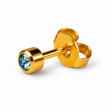 Caflon Blu Piercing Earrings Aquamarine 4 mm (24ct Gold Plated)