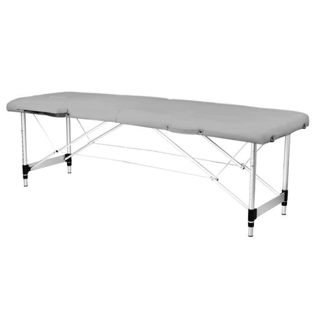 Folding massage table, aluminum, 2-section, gray, comfort - BVShop