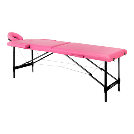 Folding massage table aluminum Activ Fizjo comfort 2 segment pink black aluminum - BVShop