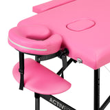 Folding massage table aluminum Activ Fizjo comfort 2 segment pink black aluminum - BVShop