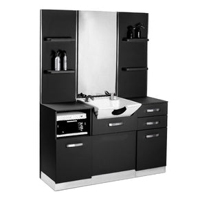 Gabbiano b085 barber console with wash basin black - BVShop