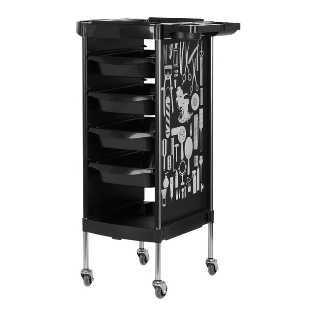 GABBIANO HAIRDRESSER TROLLEY X11-9 BLACK GRAPHICS - BVShop