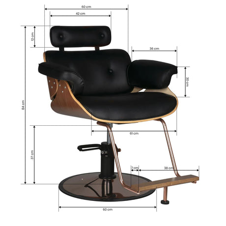 Gabbiano hairdressing chair florence black walnut - BVShop