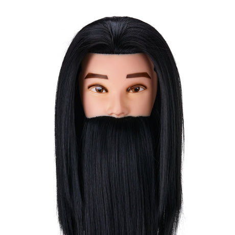 Gabbiano WZ4 training head with beard, synthetic hair, color 1#, length 8"+6" - BVShop