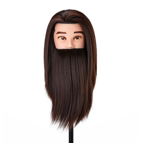 Gabbiano WZ4 training head with beard, synthetic hair, color 4#, length 8"+6" - BVShop