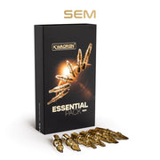 Kwadron Cartridge System SEM Essential Pack with 18 black tattoo cartridges for professional tattoo machines.