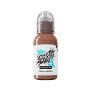 Dark almond pink tattoo ink in a 30ml bottle from World Famous Limitless Tattoo Ink series, displayed with the ink bottle and label.