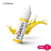The Pigment Sunflower Corrector Pigment 15ml bottle showing a clear glass container with sunflower-colored liquid and product label.