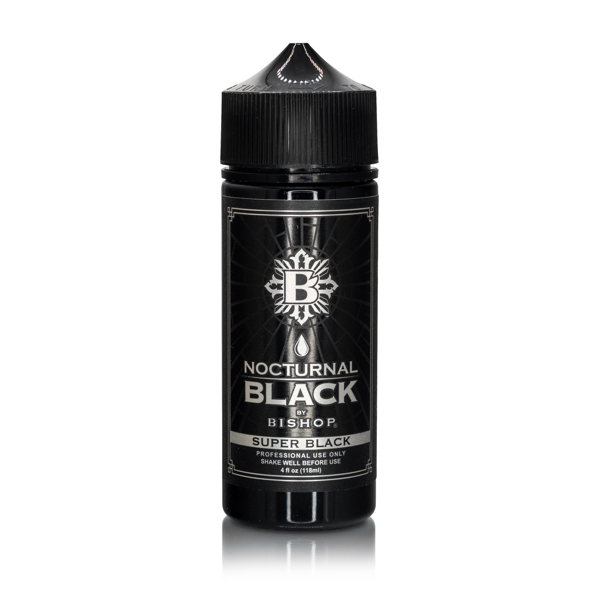 Nocturnal By Bishop Super Black 118ml — pudelīte uz balta fona