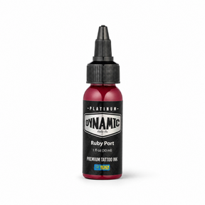 Platinum By Dynamic Tattoo Ink Ruby Port 30ml bottle on a white background with a natural shadow