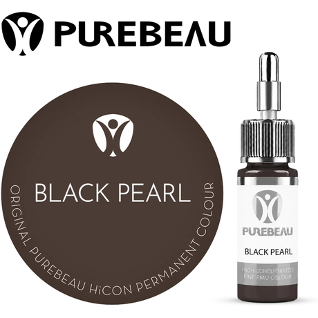 Purebeau Black Pearl 10ml HiCON, флакон пигмента для бровей и образец цвета