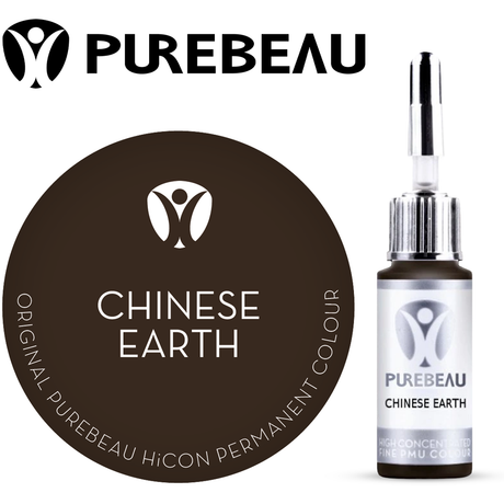 Purebeau Chinese Earth 10ml HiCON, флакон пигмента для бровей и образец цвета