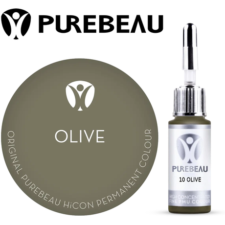 Purebeau Olive 10ml HiCON, флакон пигмента для бровей и образец цвета