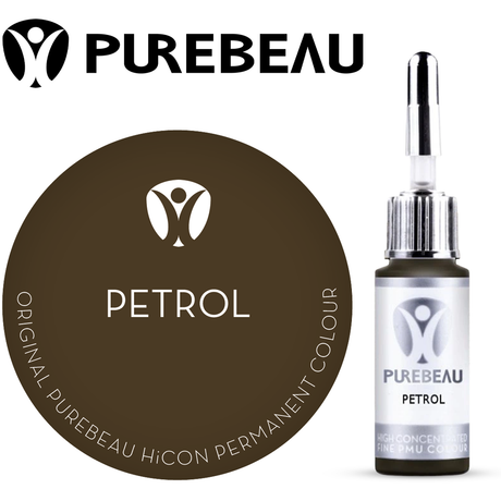 Purebeau Petrol 10ml HiCON, флакон пигмента для бровей и образец цвета