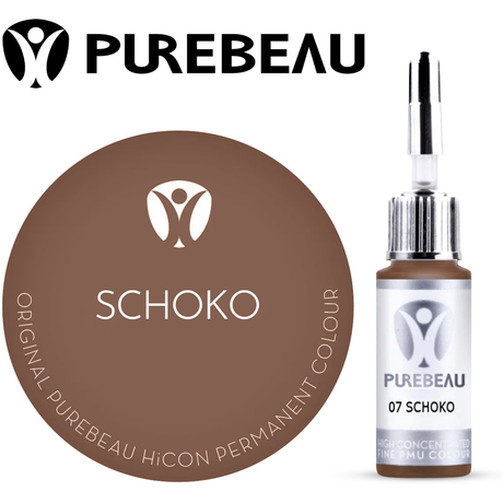 Purebeau Schoko 10ml HiCON, флакон пигмента для бровей и образец цвета