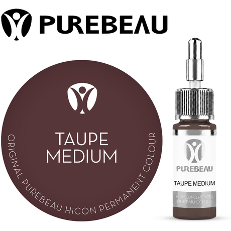 Purebeau Taupe Medium 10ml HiCON, флакон пигмента для бровей и образец цвета
