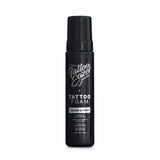 Tattoo Eazer Foam Clean and Care bottle with applicator for tattoo aftercare, featuring a white and green label on a white background.
