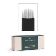 Set of 50 The Perma Microblading Blades U18 0.18mm for precise eyebrow microblading procedures.