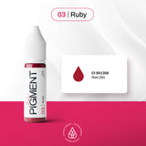 The Pigment 03 Ruby lip PMU pigment details for colour control