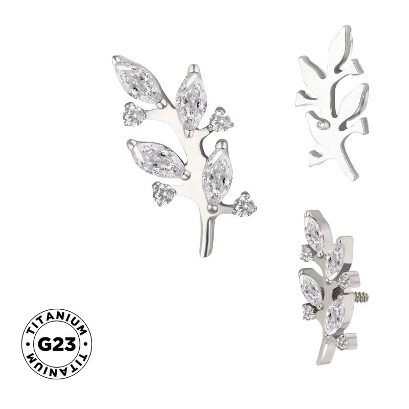 Титановое кольцо в форме ветки